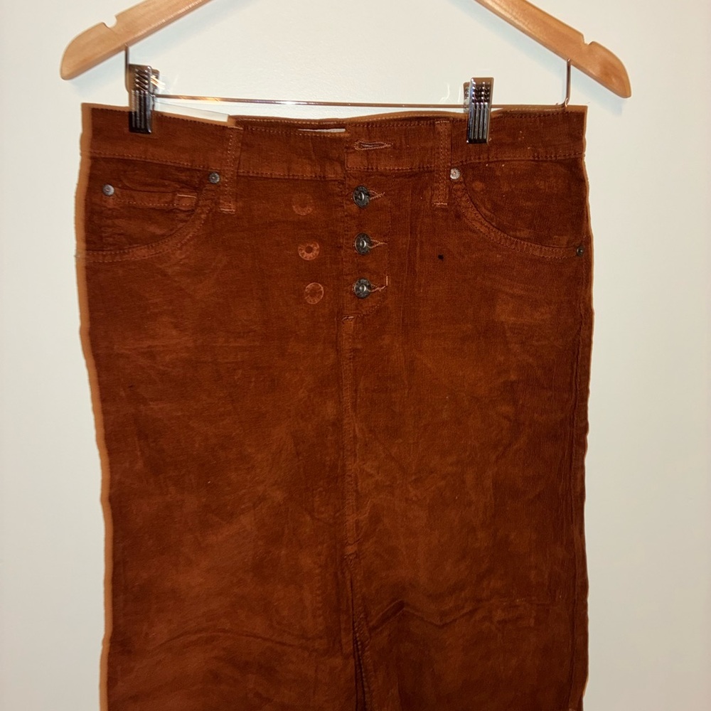 James Jeans Rust Brown Corduroy Midi Skirt